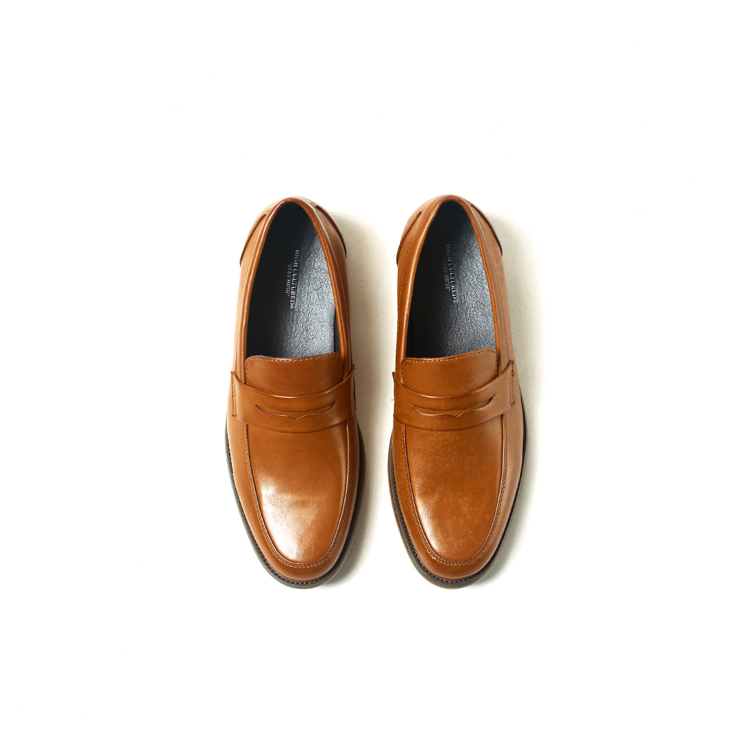Leather Penny Loafer Shoes Camel 299